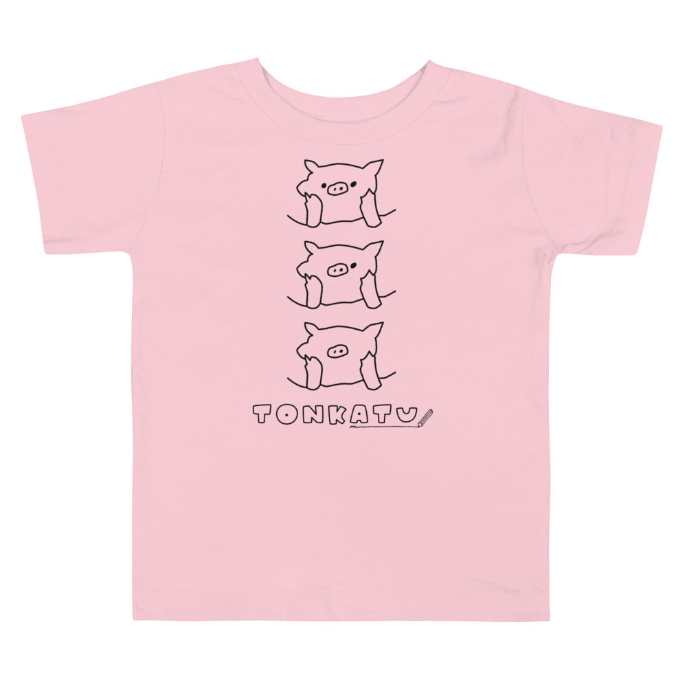 【キッズ】お絵描きとんかつブタ Tシャツ　縦