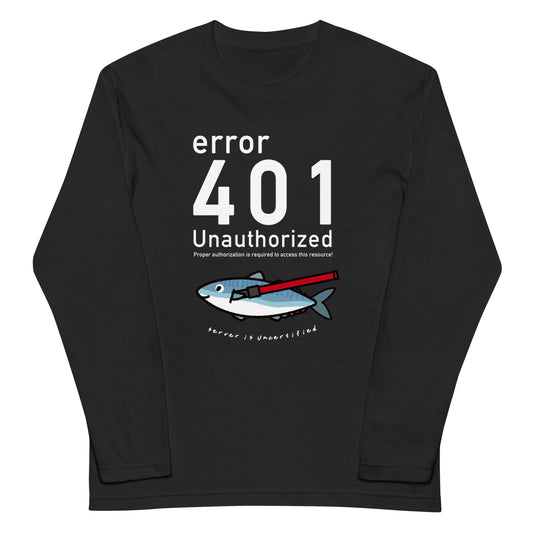 401 Unauthorized エンジニア 長袖Tシャツ（文字白）