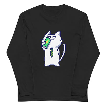 ゲーミング激務猫（エナドリごくごく） 長袖Tシャツ