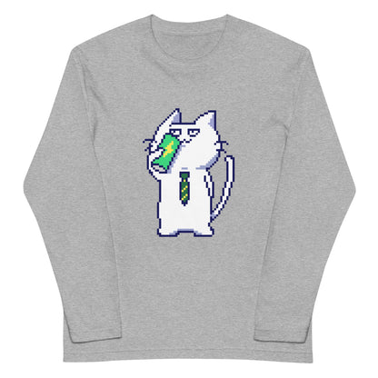 ゲーミング激務猫（エナドリごくごく） 長袖Tシャツ