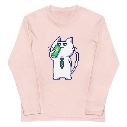 ゲーミング激務猫（エナドリごくごく） 長袖Tシャツ