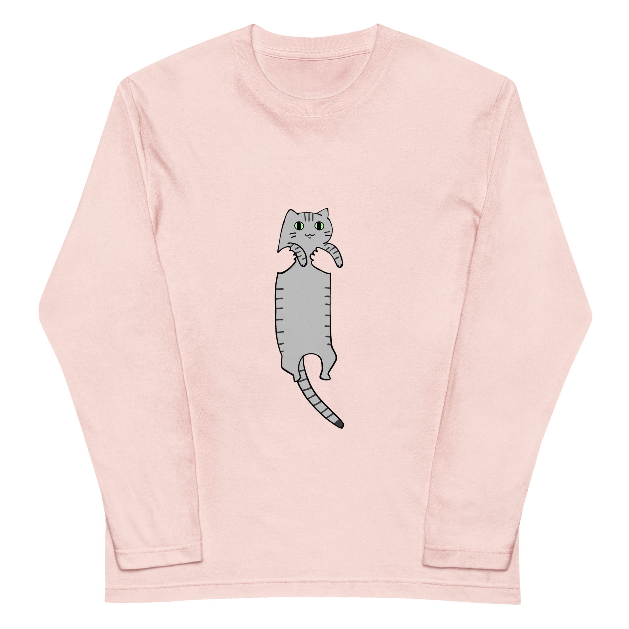 伸ばされるねこ（さばとら）ロングTシャツ