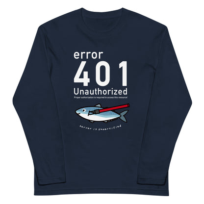 401 Unauthorized エンジニア 長袖Tシャツ（文字白）　