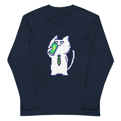 ゲーミング激務猫（エナドリごくごく） 長袖Tシャツ