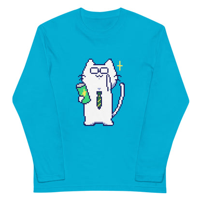 ゲーミング激務猫（優秀モード） 長袖Tシャツ