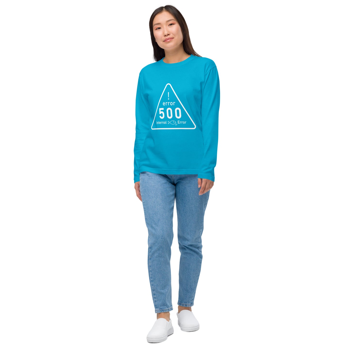 500 Internal 鯖 Error エンジニア 長袖Tシャツ（文字白）　　
