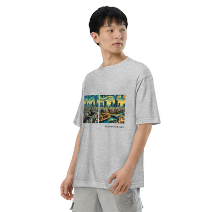 油絵風のタッチ 東京  ユニセックス ビッグシルエット Tシャツ