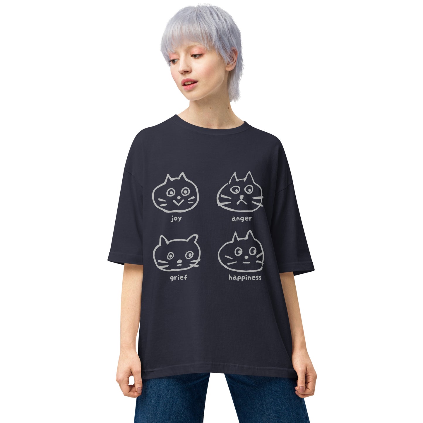 猫の喜怒哀楽 ビッグシルエット Tシャツ