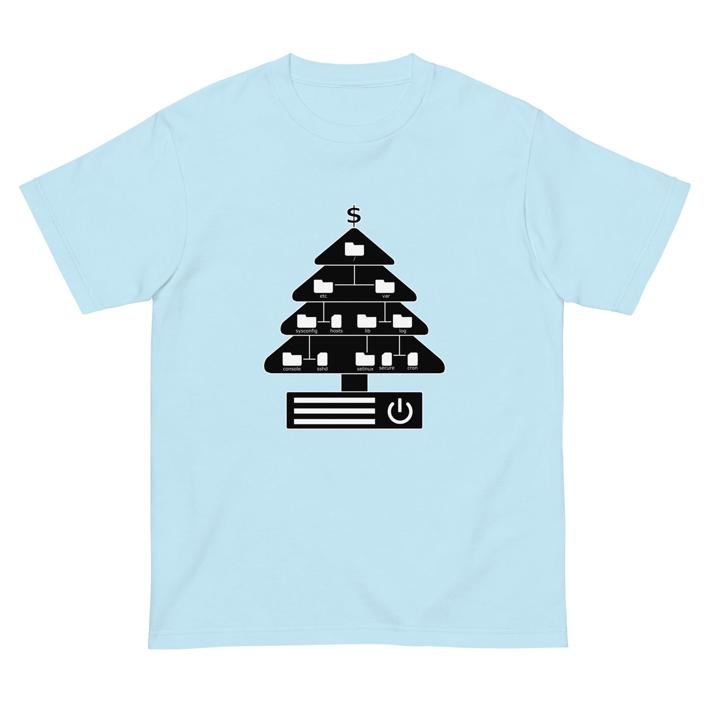ディレクトリクリスマスツリー(仕様：白黒) エンジニアTシャツ