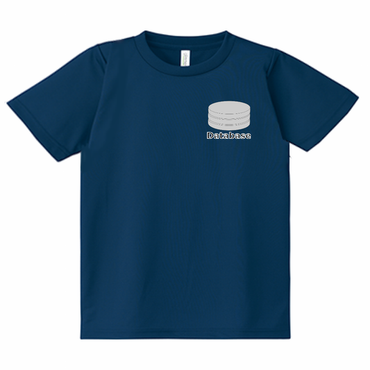 データベースサーバアイコンワンポイント（仕様：ドライ、インディゴ）エンジニアTシャツ