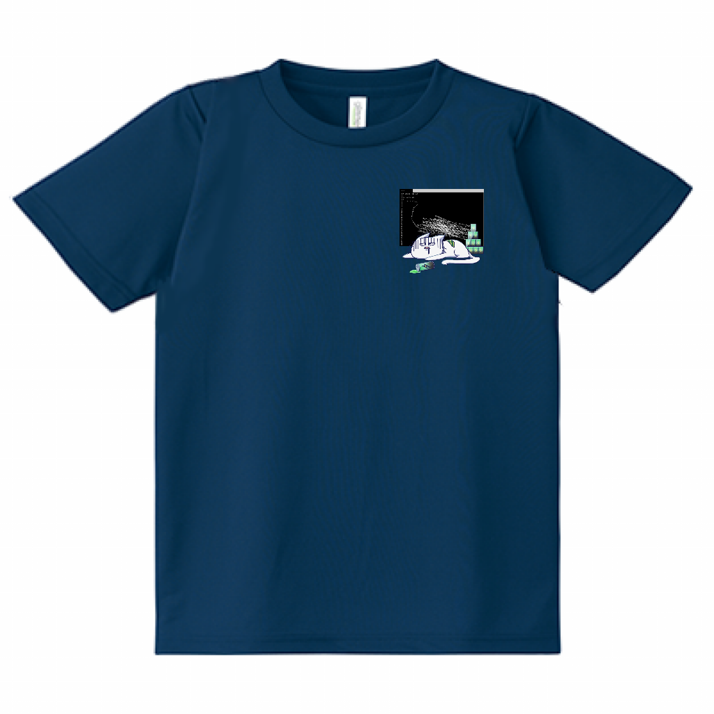激務猫は限界。 （仕様：ドライ、インディゴ）エンジニアTシャツ