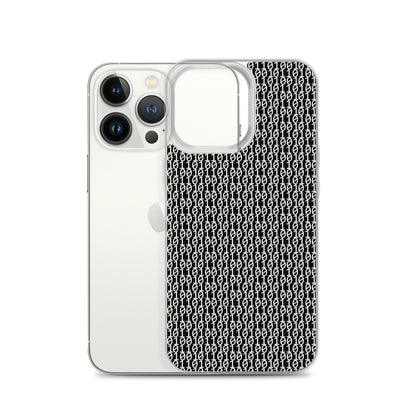 物質をデジタル出力すると。（カラー：ブラック）2進数iPhoneケース