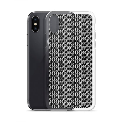 物質をデジタル出力すると。（カラー：ブラック）2進数iPhoneケース