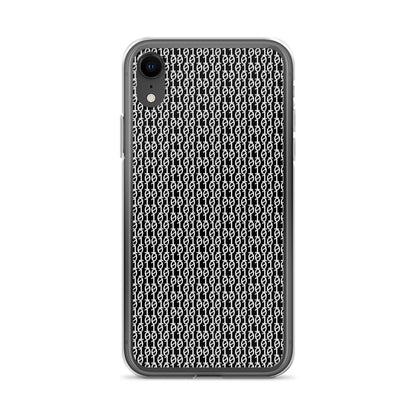 物質をデジタル出力すると。（カラー：ブラック）2進数iPhoneケース