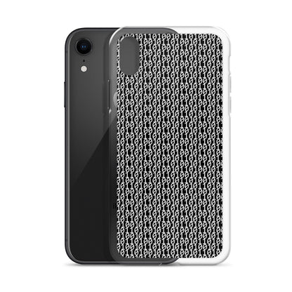 物質をデジタル出力すると。（カラー：ブラック）2進数iPhoneケース