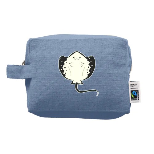 おおきなエイ フェアトレードコットンキャンバスファスナーポーチ（M）