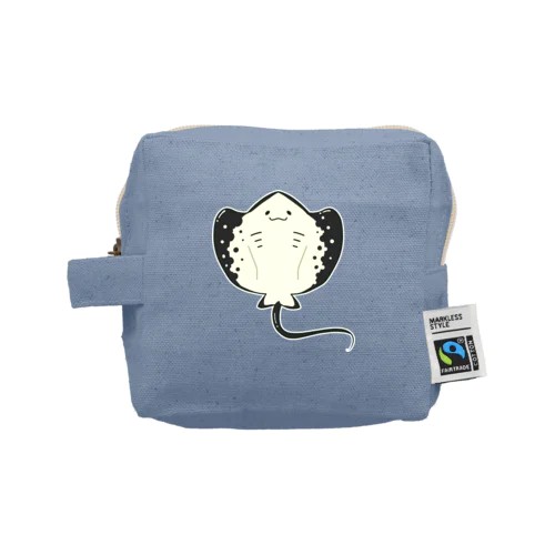 おおきなエイ フェアトレードコットンキャンバスファスナーポーチ（S）